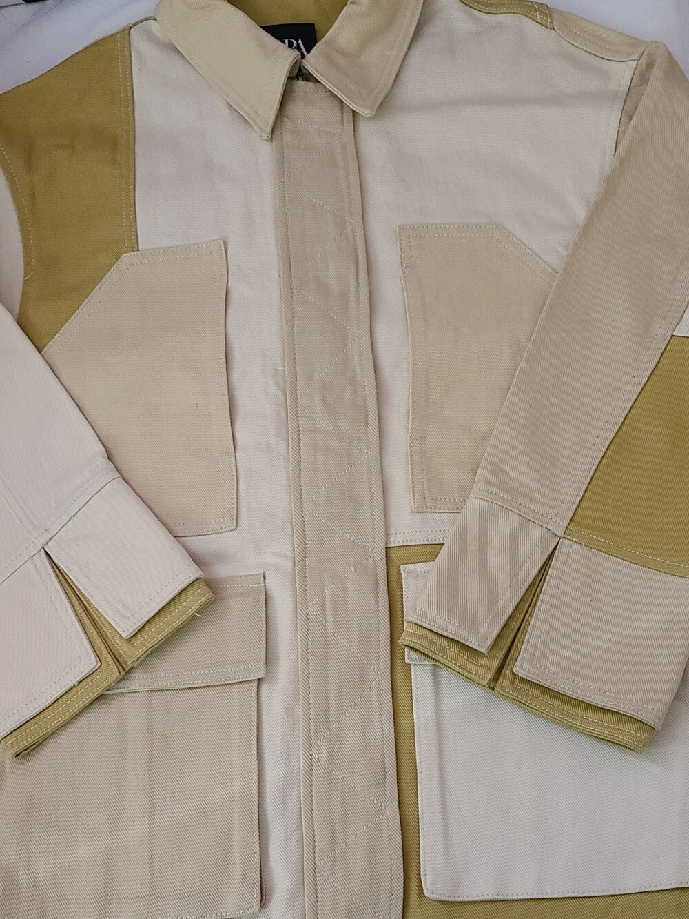 Zara Beige and Olive Colorblock Jacket